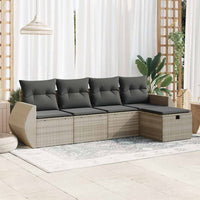 Thumbnail for 5-tlg. Garten-Sofagarnitur mit Kissen Hellgrau Poly Rattan