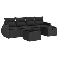 Thumbnail for 6-tlg. Garten-Sofagarnitur mit Kissen Schwarz Poly Rattan
