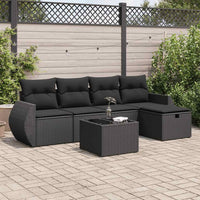 Thumbnail for 6-tlg. Garten-Sofagarnitur mit Kissen Schwarz Poly Rattan