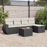 Thumbnail for 6-tlg. Garten-Sofagarnitur mit Kissen Schwarz Poly Rattan