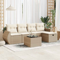 Thumbnail for 6-tlg. Garten-Sofagarnitur mit Kissen Beige Poly Rattan