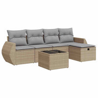 Thumbnail for 6-tlg. Garten-Sofagarnitur mit Kissen Beige Poly Rattan