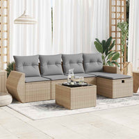 Thumbnail for 6-tlg. Garten-Sofagarnitur mit Kissen Beige Poly Rattan