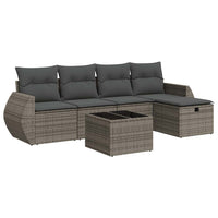 Thumbnail for 6-tlg. Garten-Sofagarnitur mit Kissen Grau Poly Rattan