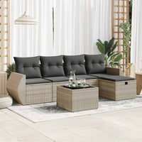 Thumbnail for 6-tlg. Garten-Sofagarnitur mit Kissen Hellgrau Poly Rattan