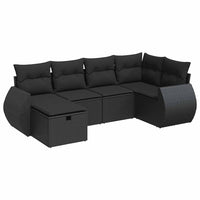 Thumbnail for 6-tlg. Garten-Sofagarnitur mit Kissen Schwarz Poly Rattan