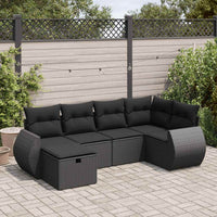 Thumbnail for 6-tlg. Garten-Sofagarnitur mit Kissen Schwarz Poly Rattan