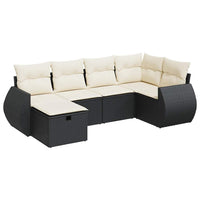 Thumbnail for 6-tlg. Garten-Sofagarnitur mit Kissen Schwarz Poly Rattan