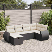 Thumbnail for 6-tlg. Garten-Sofagarnitur mit Kissen Schwarz Poly Rattan