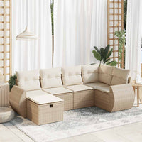 Thumbnail for 6-tlg. Garten-Sofagarnitur mit Kissen Beige Poly Rattan
