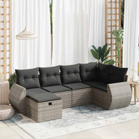 Thumbnail for 6-tlg. Garten-Sofagarnitur mit Kissen Grau Poly Rattan