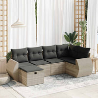 Thumbnail for 6-tlg. Garten-Sofagarnitur mit Kissen Hellgrau Poly Rattan