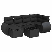Thumbnail for 7-tlg. Garten-Sofagarnitur mit Kissen Schwarz Poly Rattan