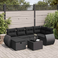 Thumbnail for 7-tlg. Garten-Sofagarnitur mit Kissen Schwarz Poly Rattan