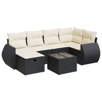 Thumbnail for 7-tlg. Garten-Sofagarnitur mit Kissen Schwarz Poly Rattan