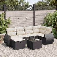 Thumbnail for 7-tlg. Garten-Sofagarnitur mit Kissen Schwarz Poly Rattan
