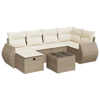 Thumbnail for 7-tlg. Garten-Sofagarnitur mit Kissen Beige Poly Rattan