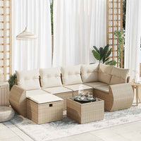 Thumbnail for 7-tlg. Garten-Sofagarnitur mit Kissen Beige Poly Rattan