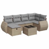 Thumbnail for 7-tlg. Garten-Sofagarnitur mit Kissen Beige Poly Rattan