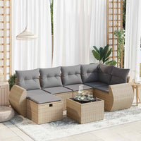 Thumbnail for 7-tlg. Garten-Sofagarnitur mit Kissen Beige Poly Rattan