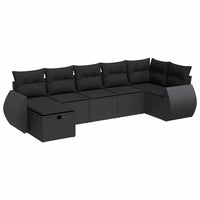 Thumbnail for 7-tlg. Garten-Sofagarnitur mit Kissen Schwarz Poly Rattan