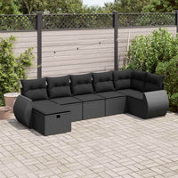 Thumbnail for 7-tlg. Garten-Sofagarnitur mit Kissen Schwarz Poly Rattan