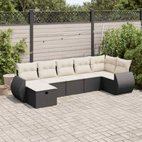 Thumbnail for 7-tlg. Garten-Sofagarnitur mit Kissen Schwarz Poly Rattan