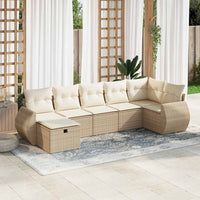 Thumbnail for 7-tlg. Garten-Sofagarnitur mit Kissen Beige Poly Rattan