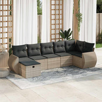 Thumbnail for 7-tlg. Garten-Sofagarnitur mit Kissen Hellgrau Poly Rattan