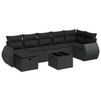 Thumbnail for 8-tlg. Garten-Sofagarnitur mit Kissen Schwarz Poly Rattan