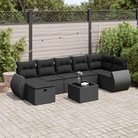 Thumbnail for 8-tlg. Garten-Sofagarnitur mit Kissen Schwarz Poly Rattan