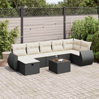 Thumbnail for 8-tlg. Garten-Sofagarnitur mit Kissen Schwarz Poly Rattan