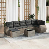 Thumbnail for 8-tlg. Garten-Sofagarnitur mit Kissen Grau Poly Rattan