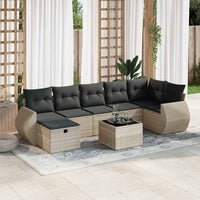 Thumbnail for 8-tlg. Garten-Sofagarnitur mit Kissen Hellgrau Poly Rattan