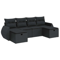 Thumbnail for 6-tlg. Garten-Sofagarnitur mit Kissen Schwarz Poly Rattan