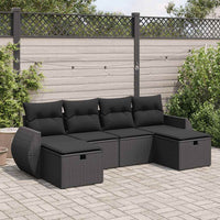 Thumbnail for 6-tlg. Garten-Sofagarnitur mit Kissen Schwarz Poly Rattan