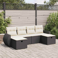 Thumbnail for 6-tlg. Garten-Sofagarnitur mit Kissen Schwarz Poly Rattan