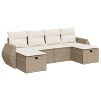 Thumbnail for 6-tlg. Garten-Sofagarnitur mit Kissen Beige Poly Rattan