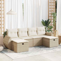 Thumbnail for 6-tlg. Garten-Sofagarnitur mit Kissen Beige Poly Rattan