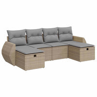 Thumbnail for 6-tlg. Garten-Sofagarnitur mit Kissen Beige Poly Rattan