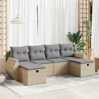 Thumbnail for 6-tlg. Garten-Sofagarnitur mit Kissen Beige Poly Rattan