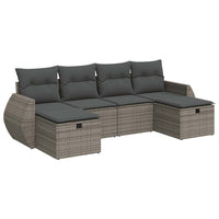 Thumbnail for 6-tlg. Garten-Sofagarnitur mit Kissen Grau Poly Rattan