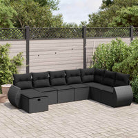 Thumbnail for 8-tlg. Garten-Sofagarnitur mit Kissen Schwarz Poly Rattan