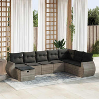 Thumbnail for 8-tlg. Garten-Sofagarnitur mit Kissen Grau Poly Rattan