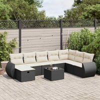 Thumbnail for 9-tlg. Garten-Sofagarnitur mit Kissen Schwarz Poly Rattan