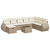 Thumbnail for 9-tlg. Garten-Sofagarnitur mit Kissen Beige Poly Rattan