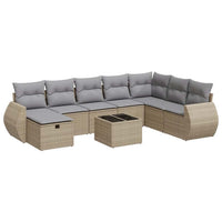 Thumbnail for 9-tlg. Garten-Sofagarnitur mit Kissen Beige Poly Rattan