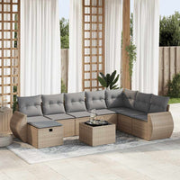 Thumbnail for 9-tlg. Garten-Sofagarnitur mit Kissen Beige Poly Rattan