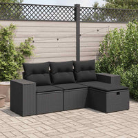 Thumbnail for 4-tlg. Garten-Sofagarnitur mit Kissen Schwarz Poly Rattan