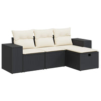 Thumbnail for 4-tlg. Garten-Sofagarnitur mit Kissen Schwarz Poly Rattan